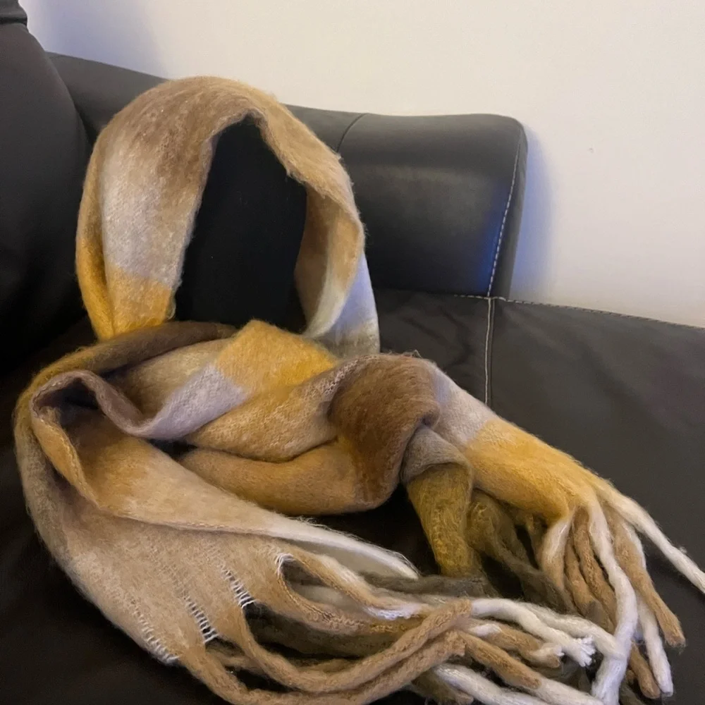 New Brown Mohair Scarf 210x40cm Soft Fluffy Cozy Winter Wrap Shawl Unisex